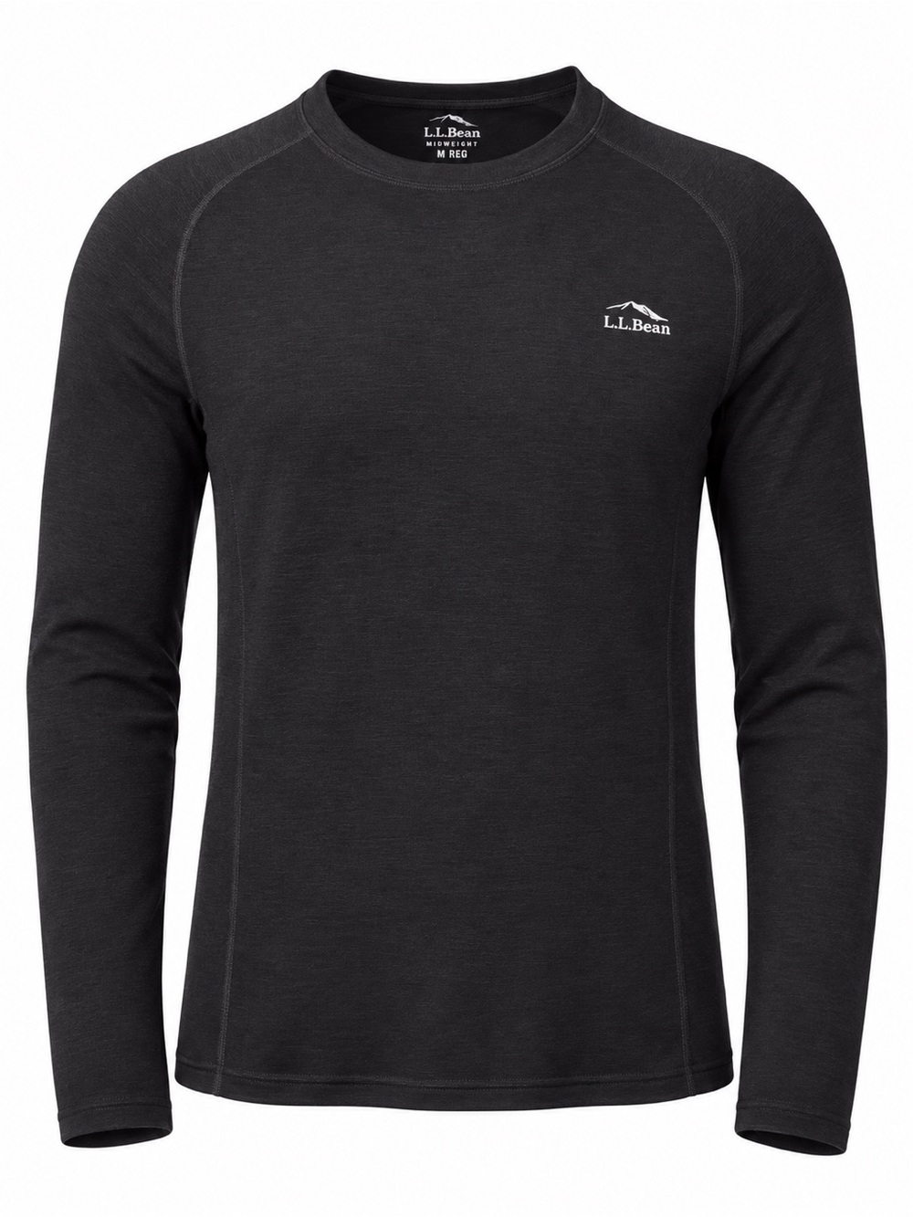 L.L. Bean Cresta Merino Wool Baselayer Top Midweight Outdoor Black Mens L